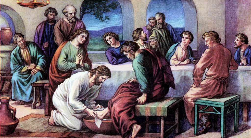 Ilustrasi Yesus membasuh kaki para murid-Nya.